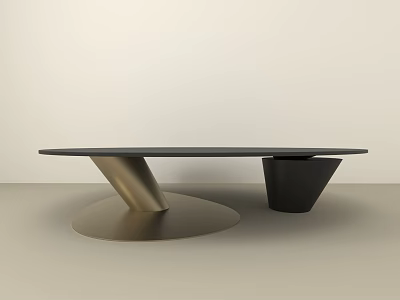 Modern Black Coffee Table With Gold Metal Base And Minimalist Design 3d model