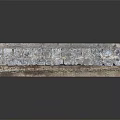 Detailed Stone Wall Model With Brick Construction And Textured Surface On Wooden Base