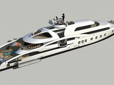 Luxury Modern Yacht Exterior Design With White Hull Upper Deck And Open Lounge 3d model