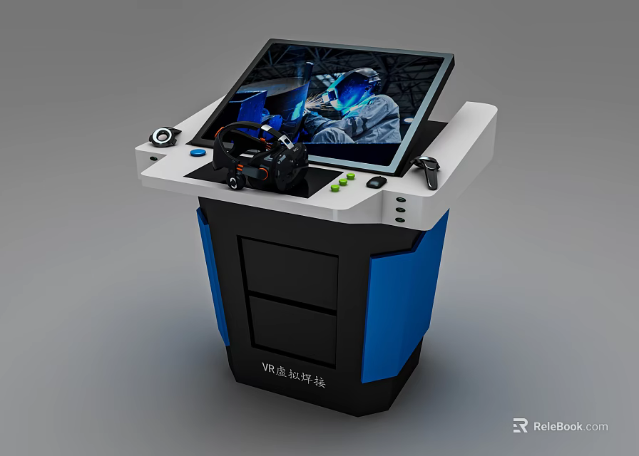 VR Experience Station With Display Screen And Controllers For Interactive Use 3d model