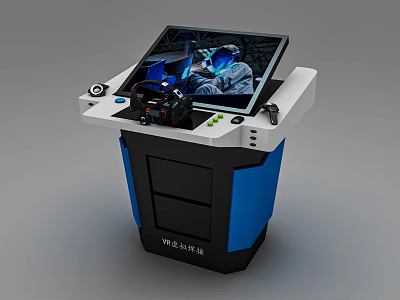 VR Experience Station With Display Screen And Controllers For Interactive Use 3d model