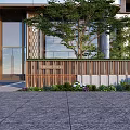 Modern Commercial Storefront Design With Glass Doors Wooden Panels And Green Plants