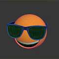 Yellow Smiley Face Emoji Wearing Black Sunglasses With Happy Smile On Gray Background