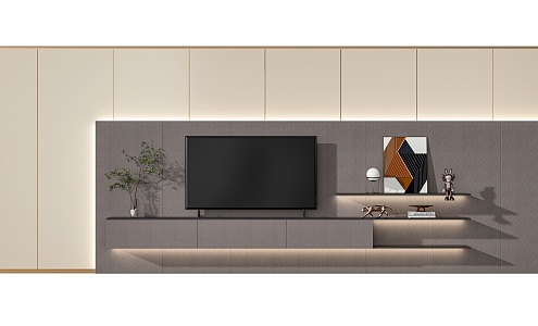 Modern TV background wall 3d model