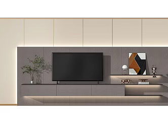 Modern TV background wall 3d model