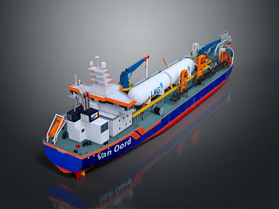 Van Oord Branded Modern Ship With Colorful Hull And Equipment 3d model Van Oord Branded Modern Ship With Colorful Hull And Equipment 3d model