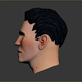 Detailed 3D Male Character Head With Black Curly Hair And Realistic Facial Features