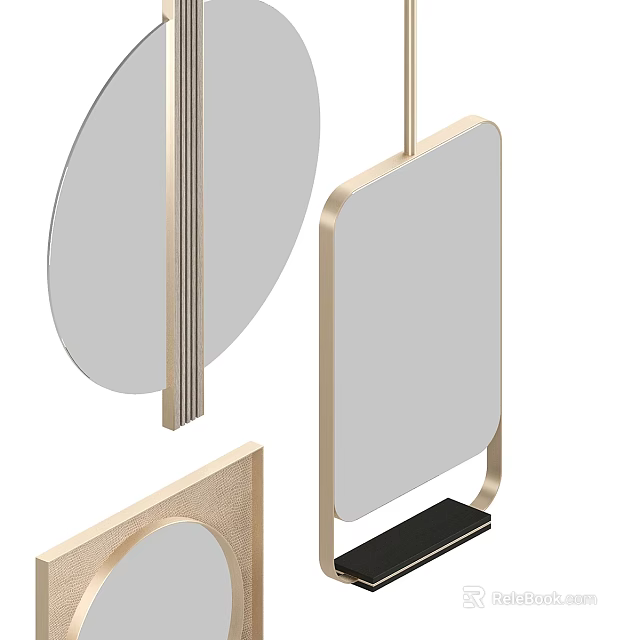 Modern Decorative Mirrors In A Collection Of Various Shapes And Frames 3d model 