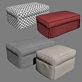 Simple Modern Upholstered Ottoman With Gray Beige Rectangular Fabric Design 3d model