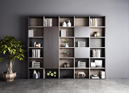 Modern bookcase decoration 3d model