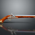 Antique Pistol with Wooden Grip and Polished Metal Barrel Classic Vintage Weapon Design