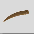 3D Golden Animal Tusk Organ Model With Smooth Surface And Hair