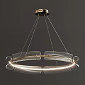 Elegant Modern Chandelier With Circular Transparent Acrylic Rings And Golden Frame Lighting
