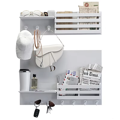 Practical Wall Mounted Organizer For Hanging Bags Hat And Storing Cup Newspaper Letters 3d model