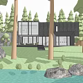 Modern Forest House With Large Glass Windows Black Exterior And Natural Surroundings