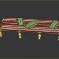 Massage Bed With Red And White Striped Cushions Wooden Frame Metal Legs Detailed View