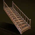 Wooden Staircase With Classic Design And Elegant Wooden Handrails And Steps