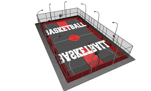 Modern Basketball Court Basketball Rack 3d model