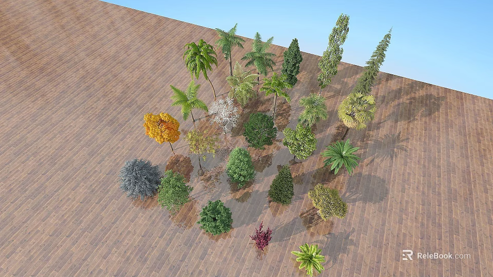 Tech Exhibition Hall Displaying Various Trees And Diverse Plant Species 3d model 