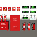 Fire Equipment With Fire Extinguishers Hydrant Cabinet Safety Exit And Fire Alarm 119 Signs