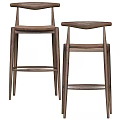 Modern Wooden Bar Stools With Backrest Design For Home Bar And Kitchen