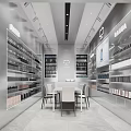 Modern Beauty Store Interior With Shelves Organized Products And Tables Chairs