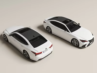Two White Sedans With Black Roofs Modern Design Sleek Body And Stylish Exterior 3d model