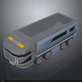 Blue Truck With Open Cargo Bed Multiple Wheels Yellow Accents And Modern 3D Model Design
