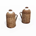 Handmade bamboo thermos old objects 3d model