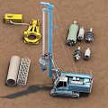 Industrial Equipment Including Drilling Machine Yellow Components Green Tanks Spiral Parts Pipes And Metal Mesh
