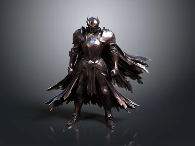 Armored Warrior 3D Model With Metal Armor And Flowing Cloak 3d model