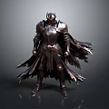 Armored Warrior 3D Model With Metal Armor And Flowing Cloak