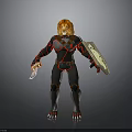 Lion Head Character In Black Armor With Red Lines Holding Sword And Shield