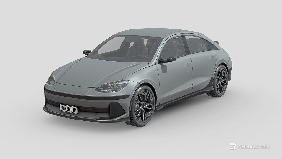 Gray Modern Sedan Car With Sleek Exterior Design And Black Wheels 3d model 