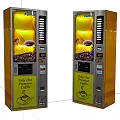 Two Coffee Vending Machines As Public Facility With Yellow Silver Design And Automatic Coffee Service