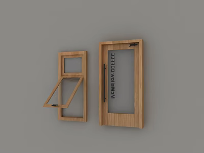 Wooden Casement Doors With Glass Panels For Modern Home Interior Design 3d model