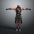 Detailed Creature Character 3D Model In Armored Costume With Open Arms Pose