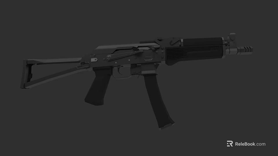Tactical Assault Rifle With Black Body Magazine Stock And Barrel Design 3d model 