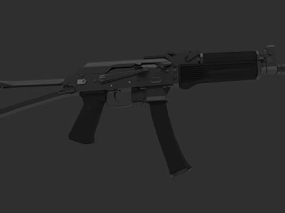 Tactical Assault Rifle With Black Body Magazine Stock And Barrel Design 3d model
