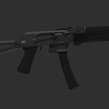 Tactical Assault Rifle With Black Body Magazine Stock And Barrel Design