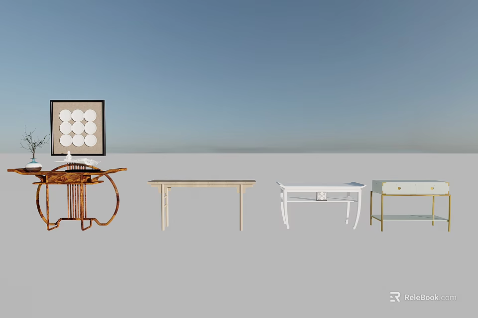 Modern Console Table Designs With Various Styles And Materials For Home Decor 3d model