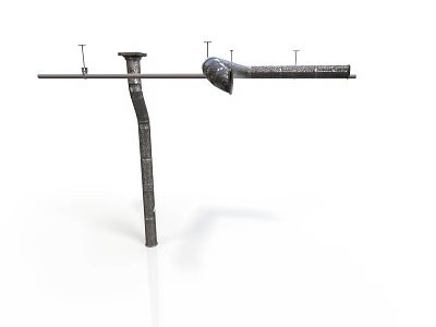 Black Industrial Metal Structure With Vertical Pipe And Horizontal Bar Components 3d model