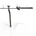 Black Industrial Metal Structure With Vertical Pipe And Horizontal Bar Components