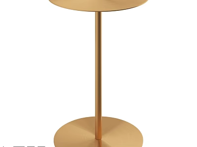 Golden Round Metal Dining Table With Sleek Base And Modern Minimalist Design 3d model