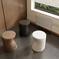 Natural Stump Shaped Stools In Brown Black White For Indoor Decor 3d model