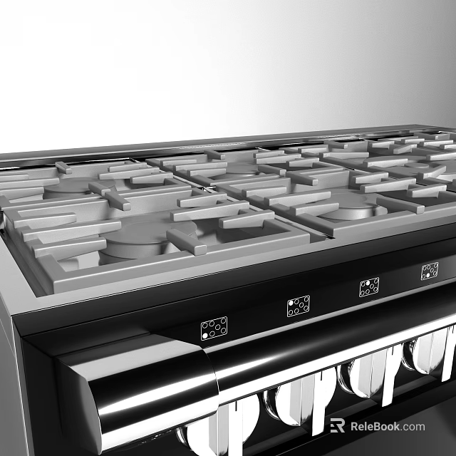 Modern Kitchen Cooktop Appliance With Multiple Burners And Sleek Black Surface 3d model 