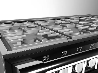 Modern Kitchen Cooktop Appliance With Multiple Burners And Sleek Black Surface 3d model