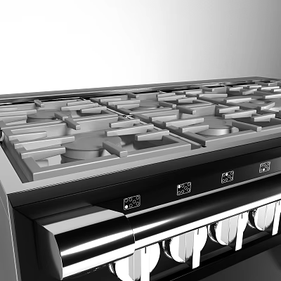 Modern Kitchen Cooktop Appliance With Multiple Burners And Sleek Black Surface 3d model