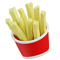 Crispy Golden French Fries in Red Paper Cup with White Rim