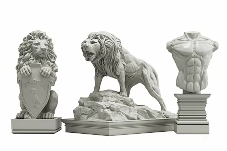 Modern Lion Statues 3d model